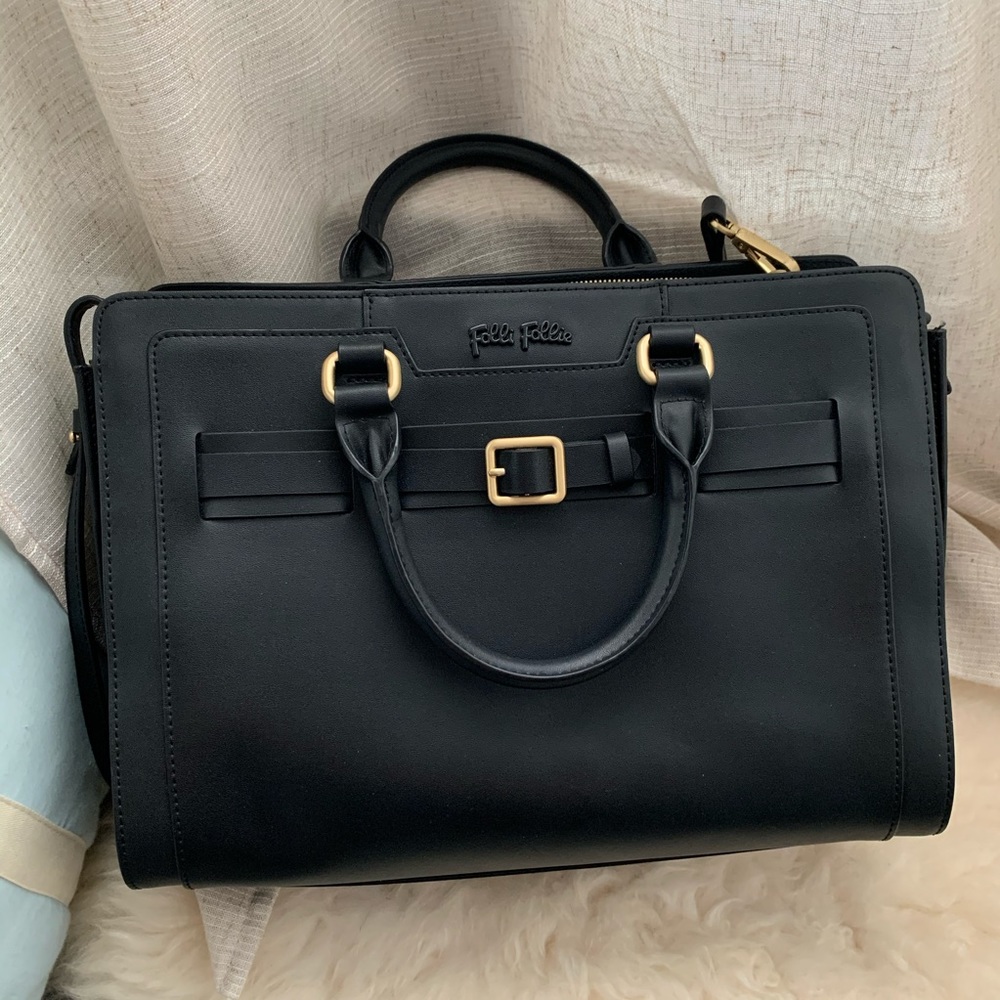 Folli Follie buckle satchel bag office black